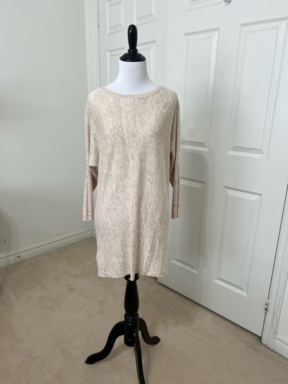 Vintage Adrienne Vittadini Cream Knit Tunic / Shift Dress